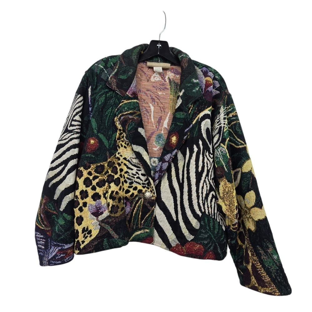 Vintage 90s Y2K Painted Pony Zebra Tapestry Jacket Women's One Size Jungle USA